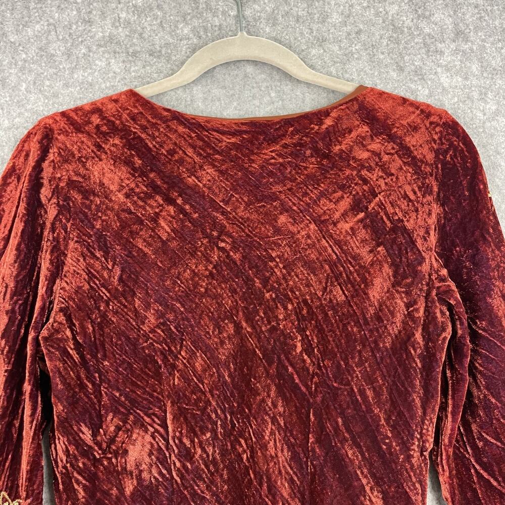 VTG Cache Crushed Velvet Top Womens‎ Small Silk Blend Embroidered Y2K Whimsigoth - Picture 14 of 16